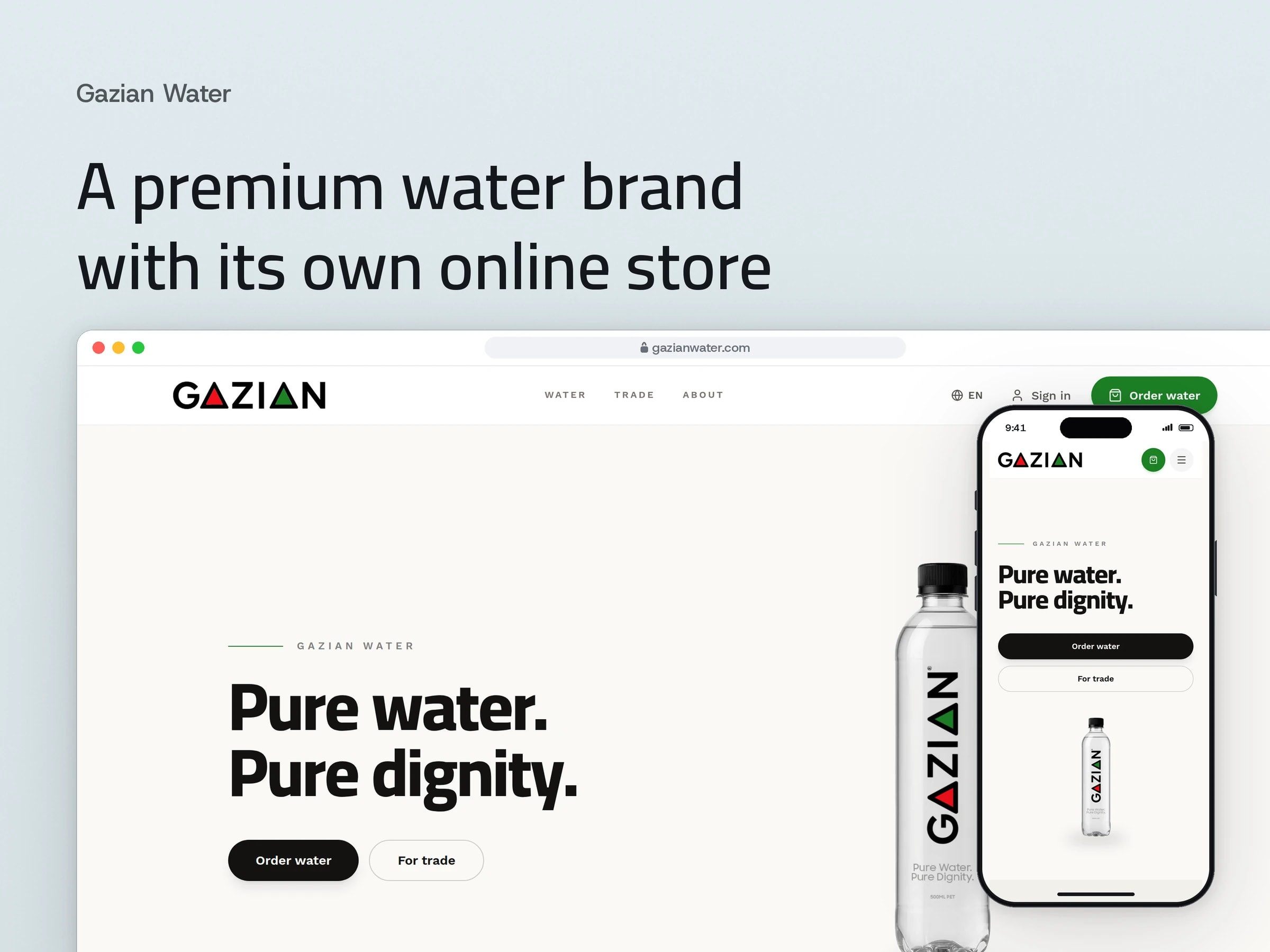 A premium water brand with its own online store
