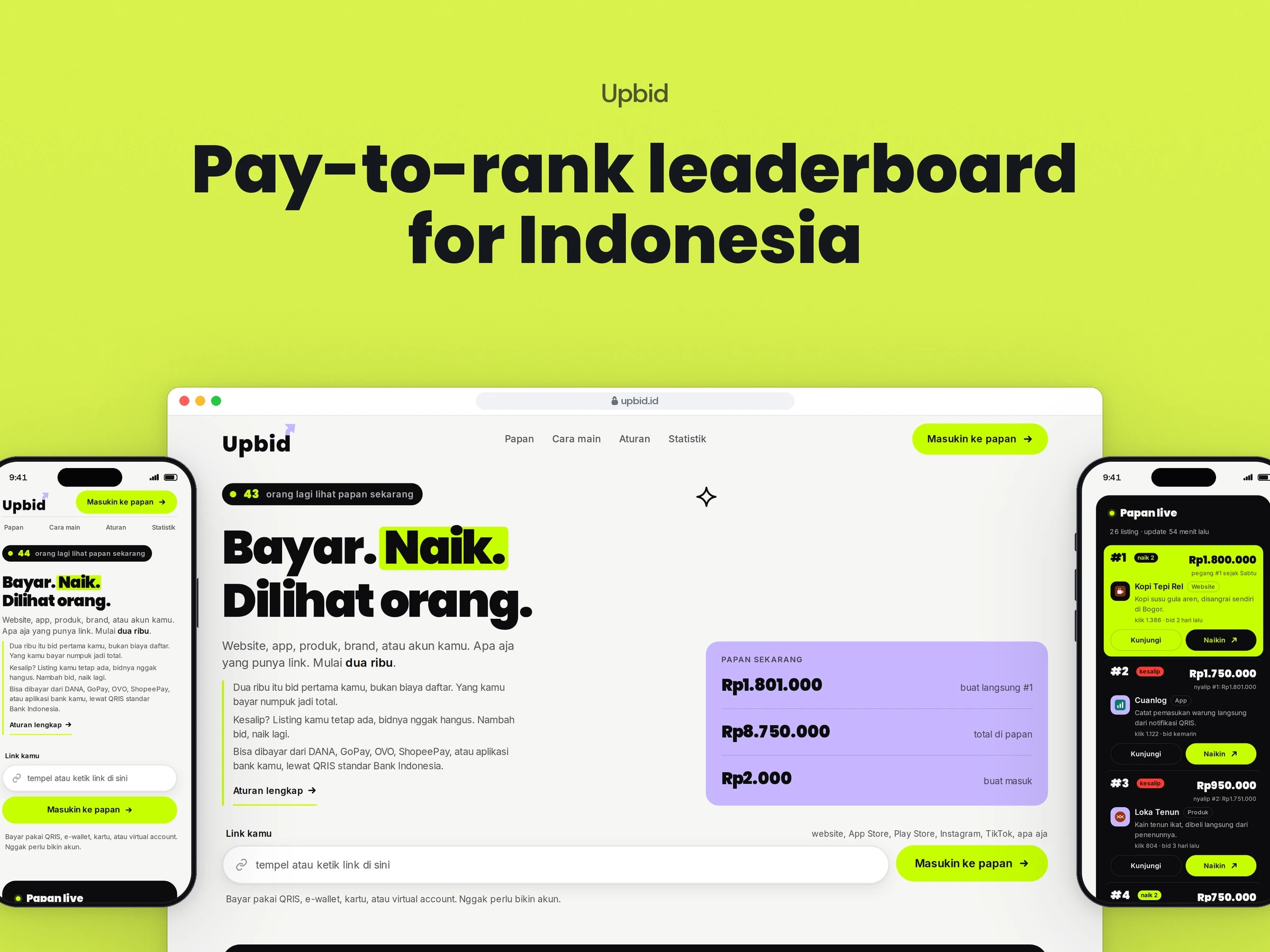 Pay-to-rank leaderboard for Indonesia