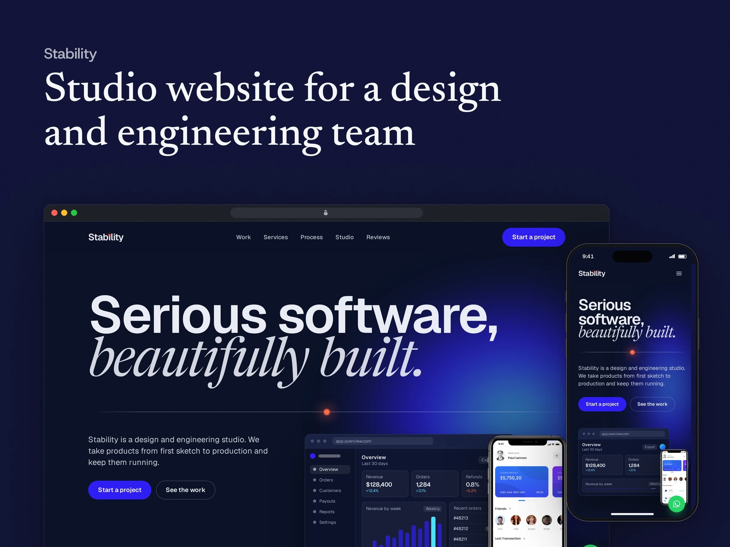 Studio website for a design and engineering team