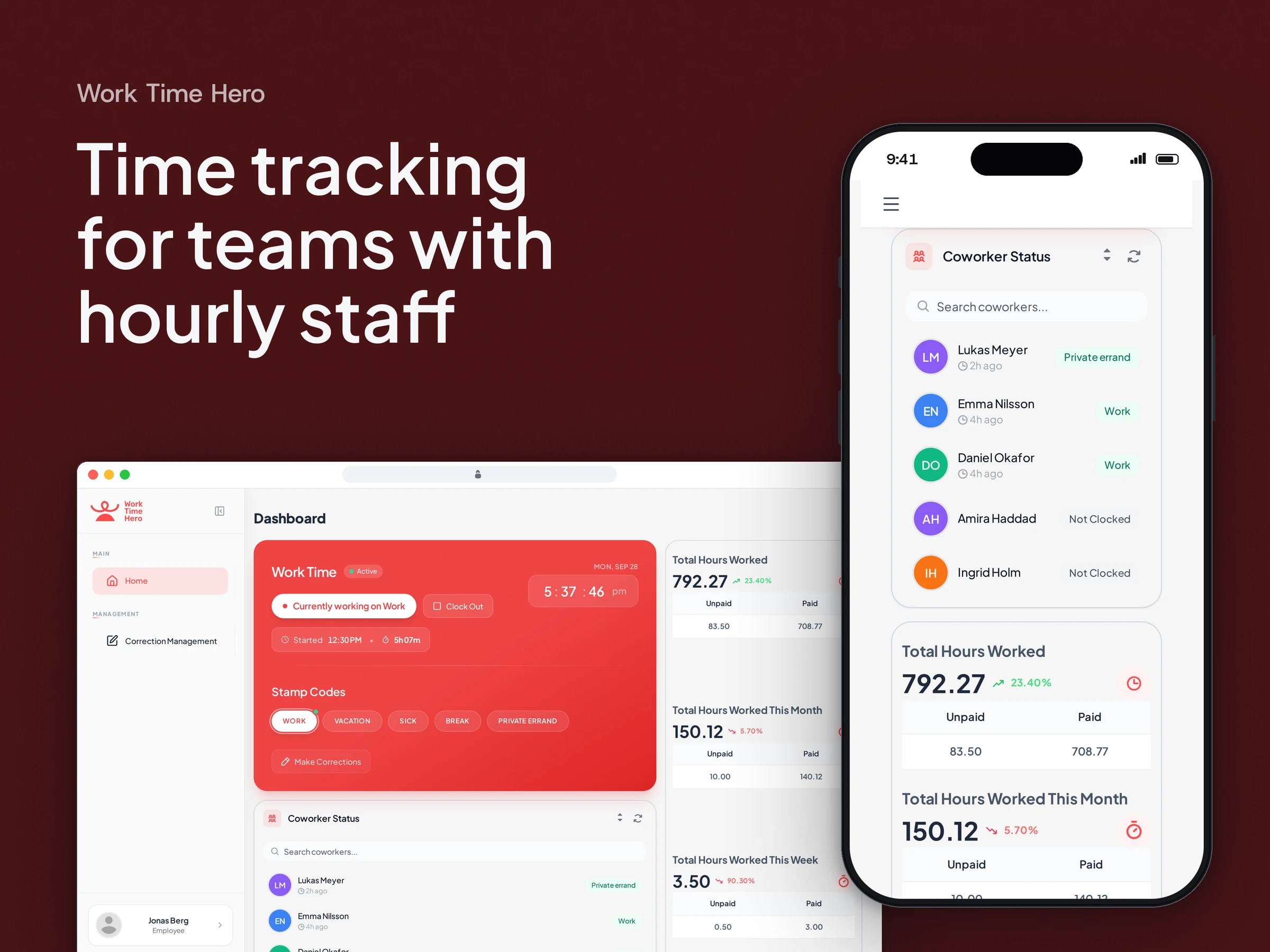 Time tracking for teams with hourly staff