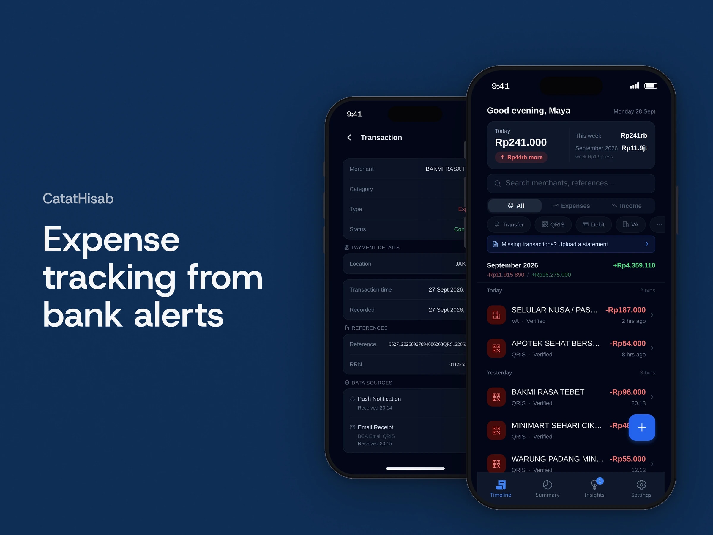 Expense tracking from bank alerts