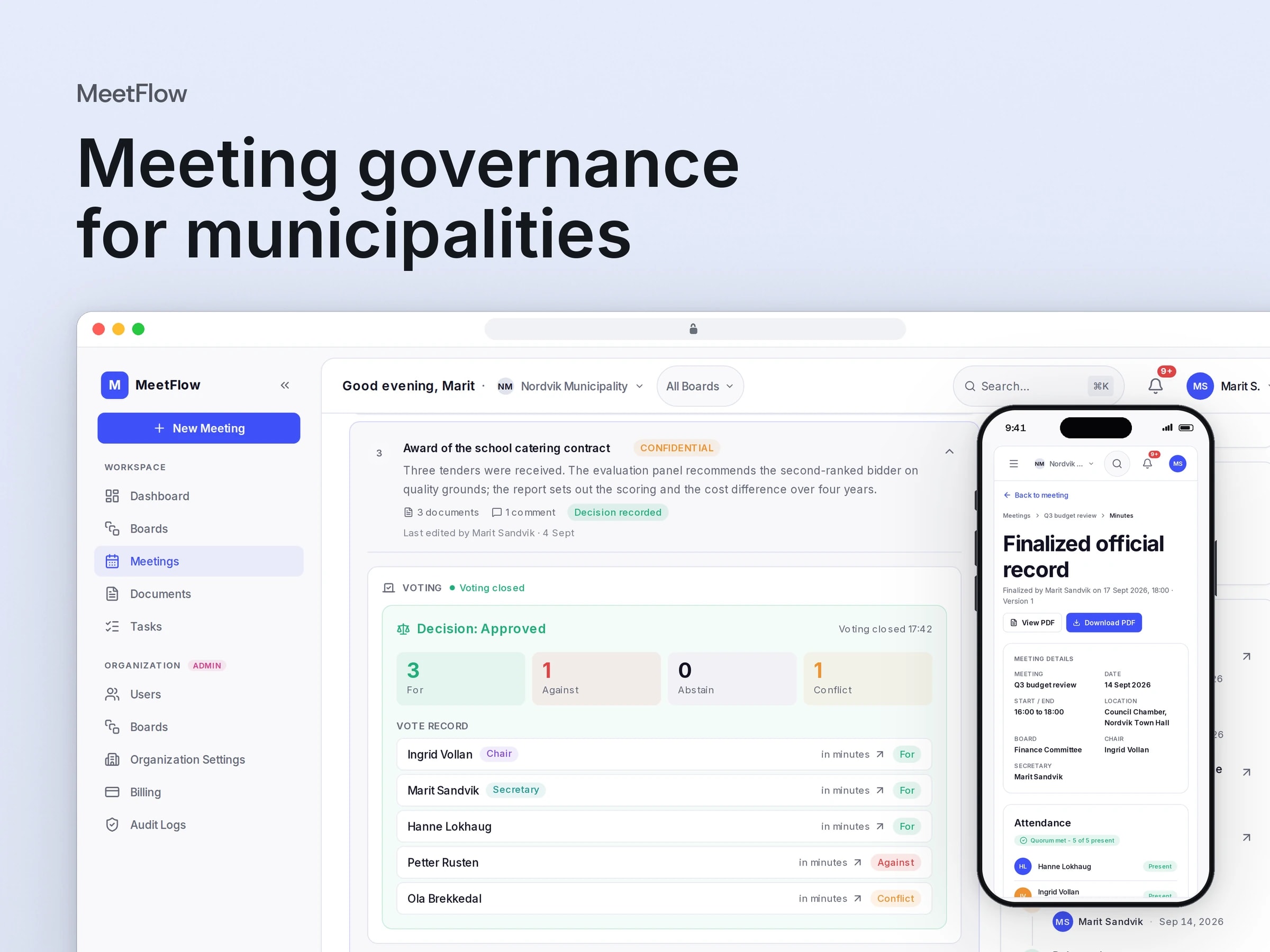Meeting governance for municipalities